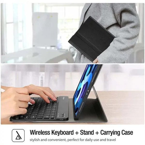 Premium műbőr iPad 10.9" tok billentyűzettel (fekete)