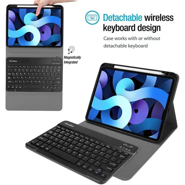 Premium műbőr iPad 10.9" tok billentyűzettel (fekete)