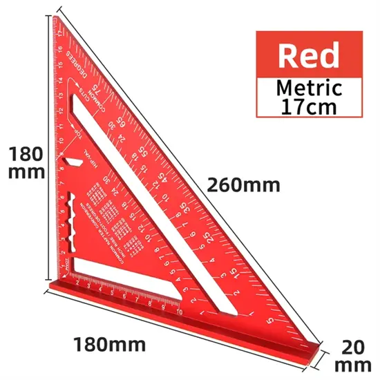 Fém háromszög vonalzó fokmérővel
