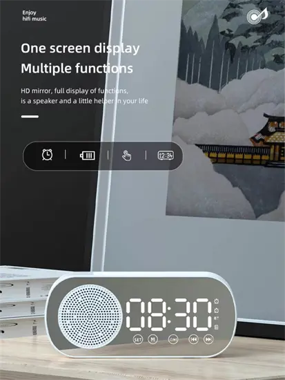 Mini tükrös ébresztőóra hangszóróval