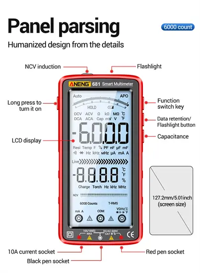 ANENG 681 LCD feszültség és voltmérő multiméter