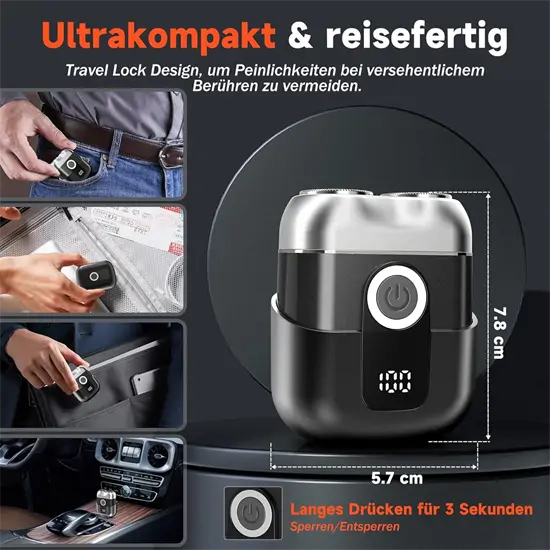 Yeerain férfi mini elektromos borotva LED kijelzővel