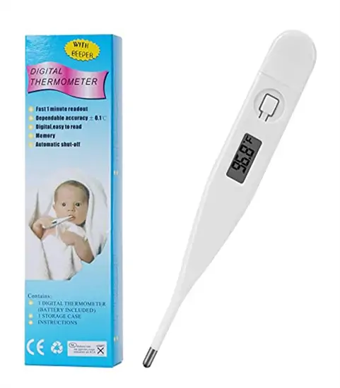 Digitális lázmérő rugalmas szárral és LCD kijelzővel