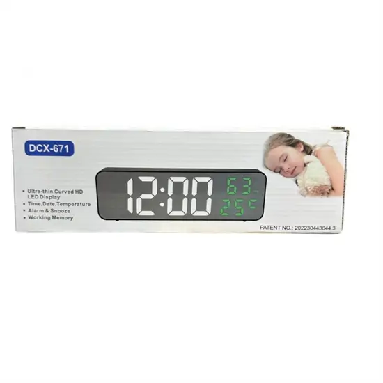 Tükör kijelzős ébresztőóra DCX-671 /dátum, hőmérséklet, páratartalom/