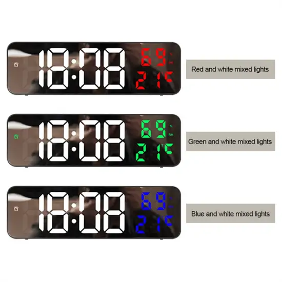 Tükör kijelzős ébresztőóra DCX-671 /dátum, hőmérséklet, páratartalom/