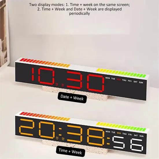 Digitális LED ébresztőóra ritmusra villogó LED sorral