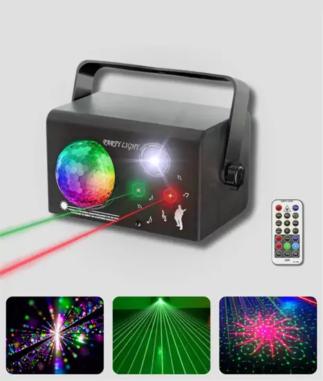 3in1 lézer+LED party fény távirányítóval