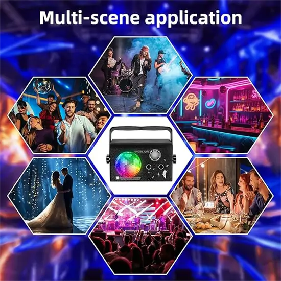 3in1 lézer+LED party fény távirányítóval