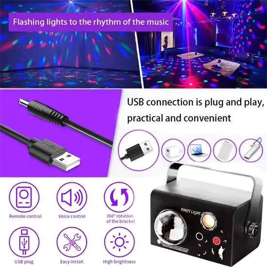 EMS-45 3in1 lézer+LED party fény távirányítóval		