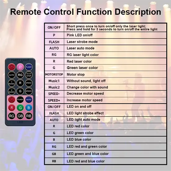 EMS-45 3in1 lézer+LED party fény távirányítóval		