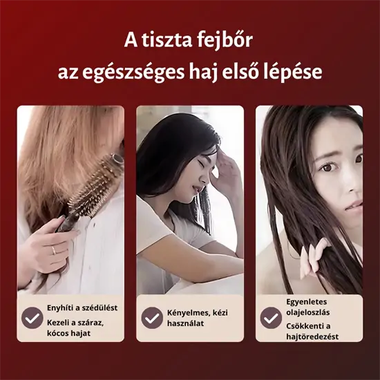 Elektromos fejbőrmasszírozó hajkefe infravörös fénnyel és olajadagolóval 