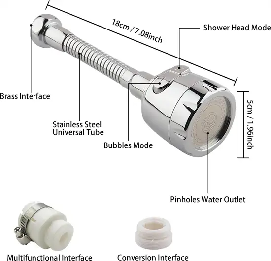 Flexibilis víztakarékos zuhanyfej mosogatóhoz