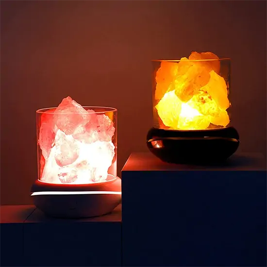 LED hangulat sólámpa himalája sókristályokkal és aroma párologtató funkcióval