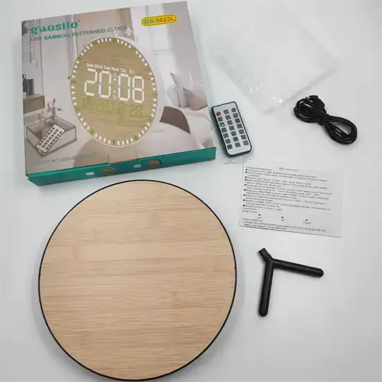 LED bambusz falióra távirányítóval (DS-5823L)