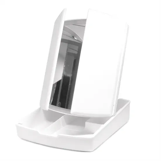 Kinyitható, 3 részes sminktükör – nagyítóval, sminktartóval, LED világítással