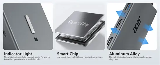 Acer 9in1 Dual HDMI USB-C Hub (ODK4K0)