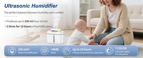 Bamcoo csendes LED ultrahangos párologtató (2L)