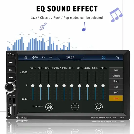 7035W 2DIN Bluetooth Autós MP5 Lejátszó