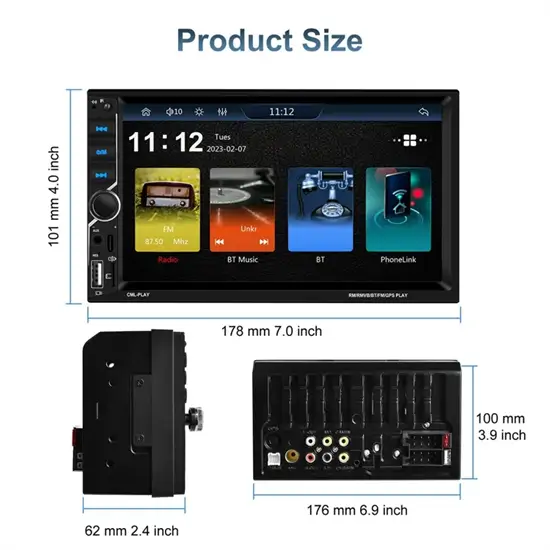7035W 2DIN Bluetooth Autós MP5 Lejátszó