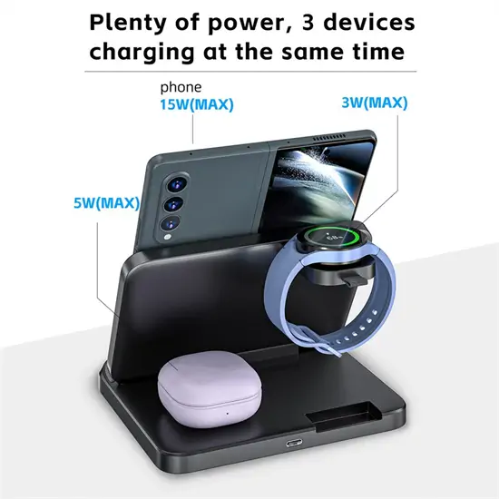 W82S összecsukható 3in1 Wireless töltőállomás