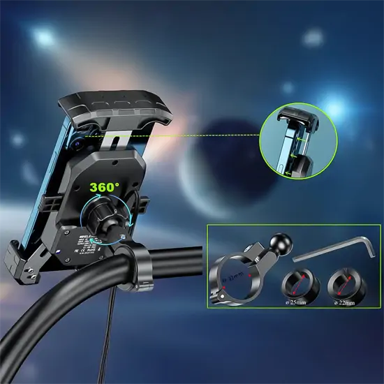 Kewig M14-Α1 motoros és biciklis telefontartó és Qi töltő