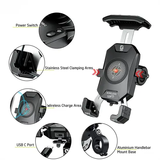 Kewig M14-Α1 motoros és biciklis telefontartó és Qi töltő