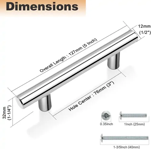 127 mm-es T-alakú bútorfogantyú (10 darab)