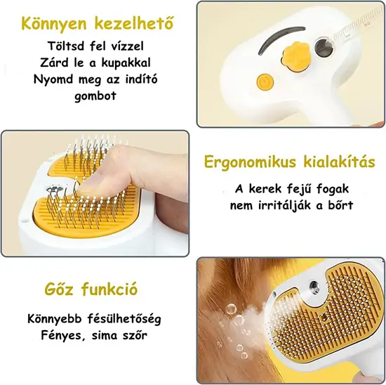 kisállat gőzkefe 3in1