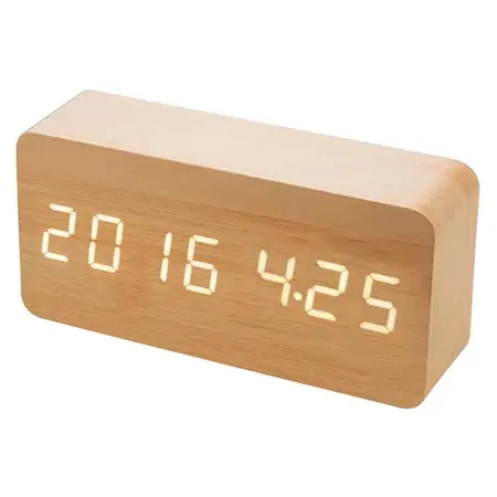 Bambusz ébresztőóra hőmérővel