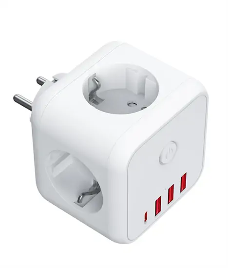 7in1 220V+USB utazó elosztó kocka