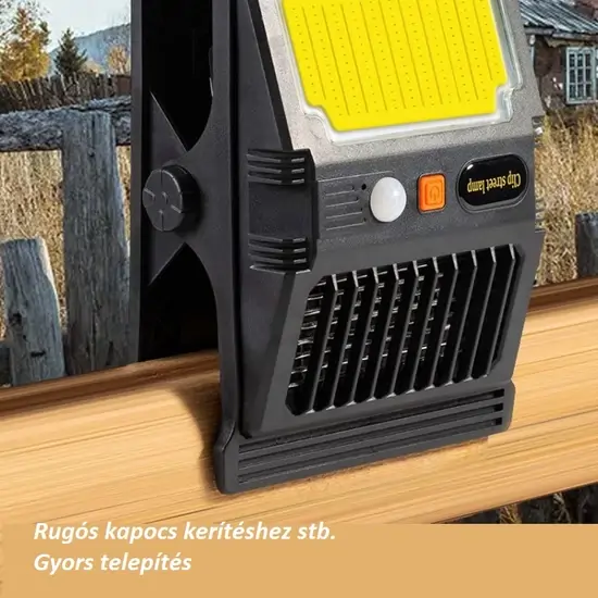 Csíptethető napelemes kültéri fali lámpa, mozgásérzékelővel és szúnyogírtóval