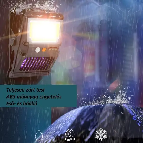 Csíptethető napelemes kültéri fali lámpa, mozgásérzékelővel és szúnyogírtóval