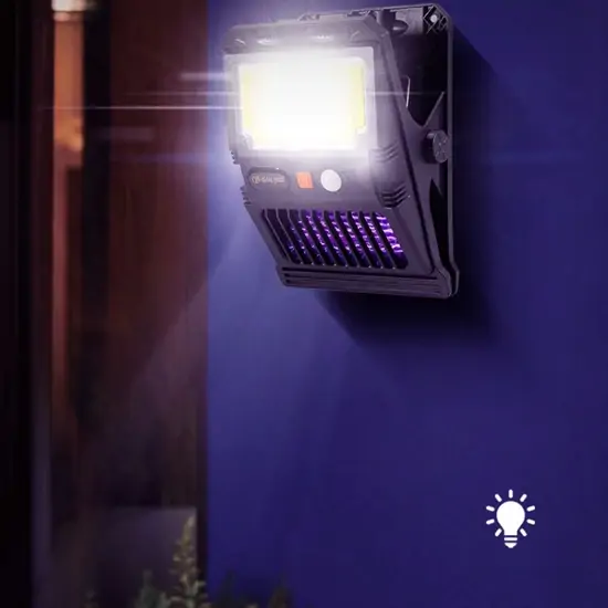 Csíptethető napelemes kültéri fali lámpa, mozgásérzékelővel és szúnyogírtóval