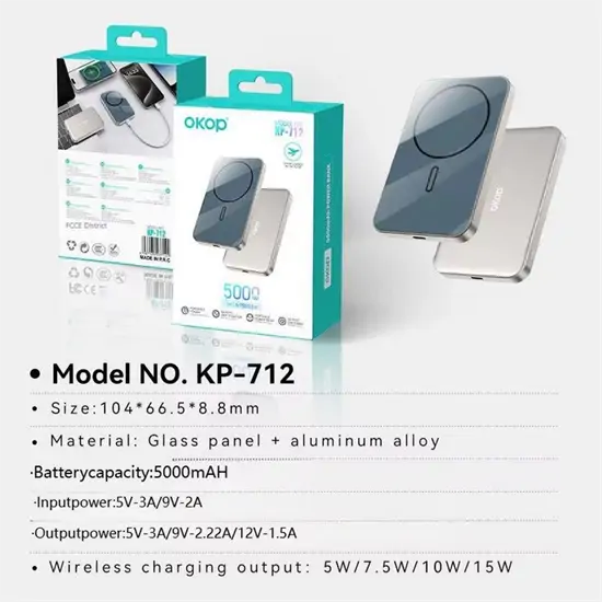 OKOP KP-712 Mágneses vezeték nélküli Powerbank