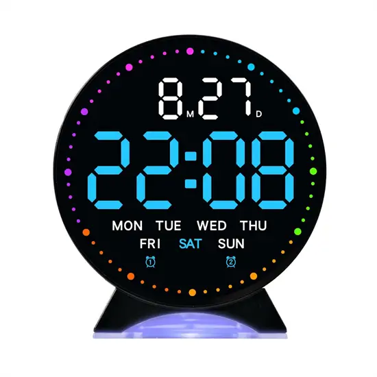 Kerek RGB LED digitális ébresztőóra
