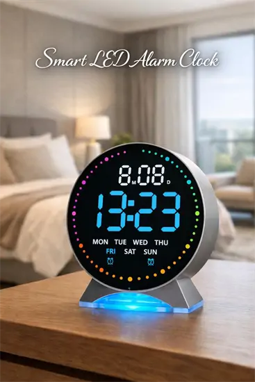 Kerek RGB LED digitális ébresztőóra