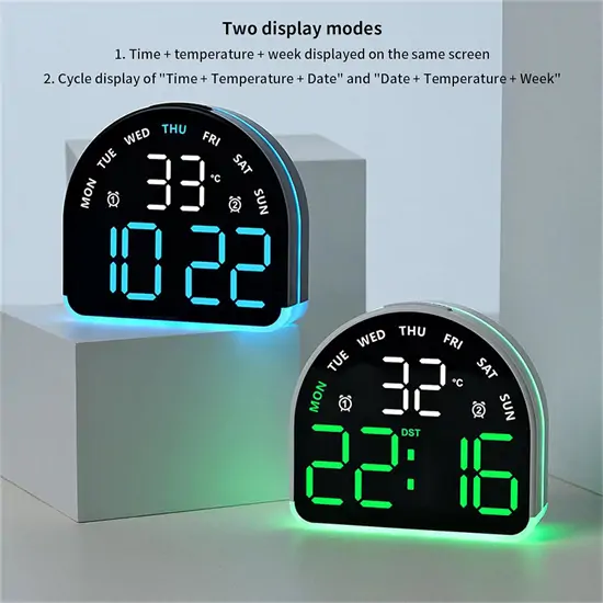 Félköríves LED digitális ébresztőóra
