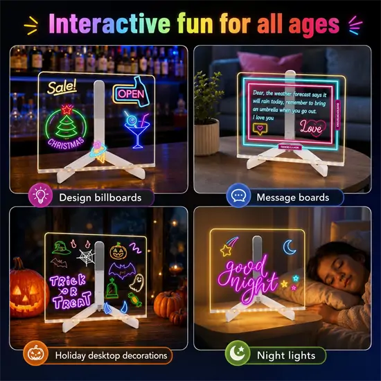 3D akril LED rajztábla USB világítással
