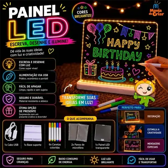 likeide IP-9032 3D akril LED rajztábla USB világítással