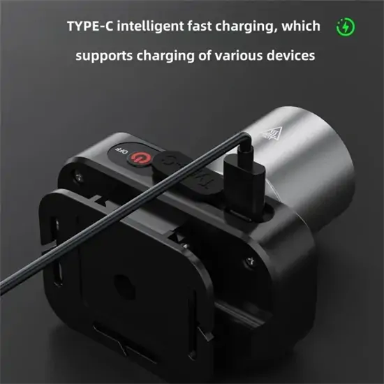 T-5831 cseppálló zoom-os fejlámpa USB-C töltéssel és 3 fokozattal