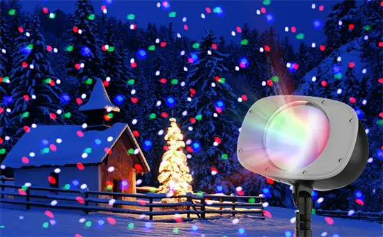 LED dekoráció projektor RGB hulló hópelyhek