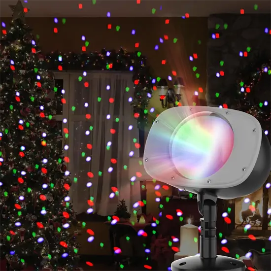 LED dekoráció projektor RGB hulló hópelyhek